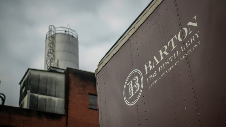 Barton's distillery in Kentucky viewed from a low angle