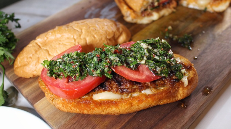 choripan sandwich with chimichurri