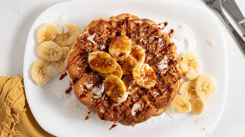 coconut vegan waffles on plate