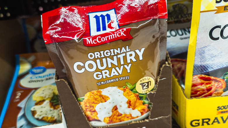 a packet of original country gravy at the store
