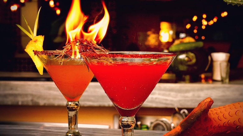 Fiery red martinis from El Tiburón
