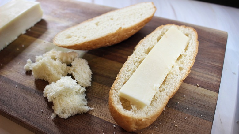 cheese slice in bread roll