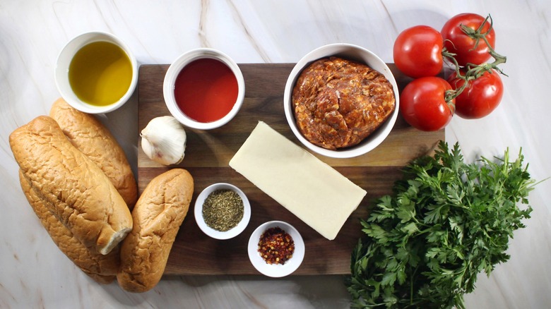 ingredients for choripan sandwich