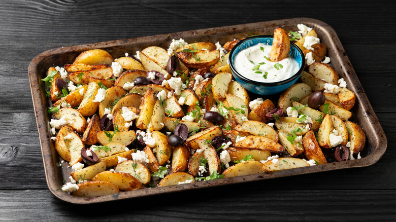 Greek potatoes with dipping sauce