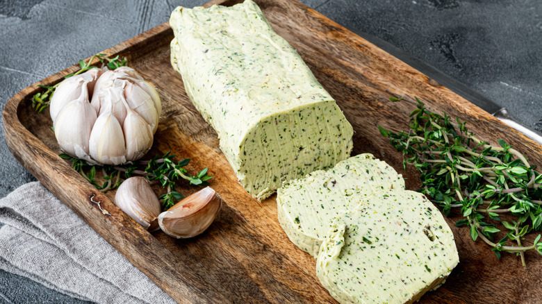 Organic butter with herbs and garlic
