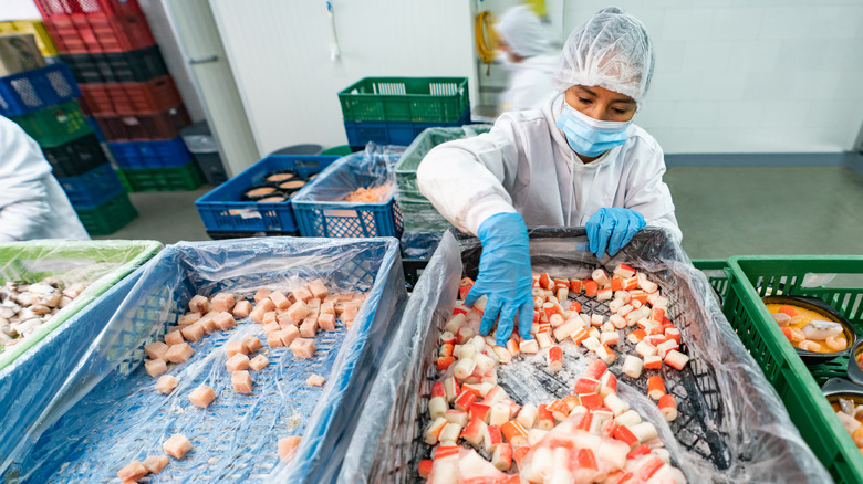 woman in fish processing plant