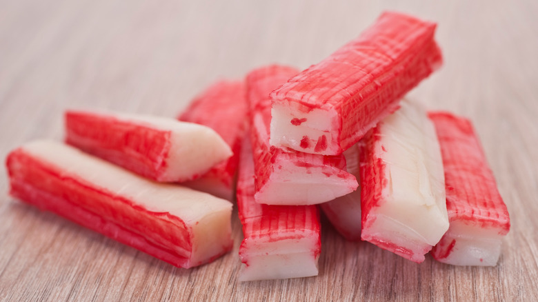 imitation crab sticks on table