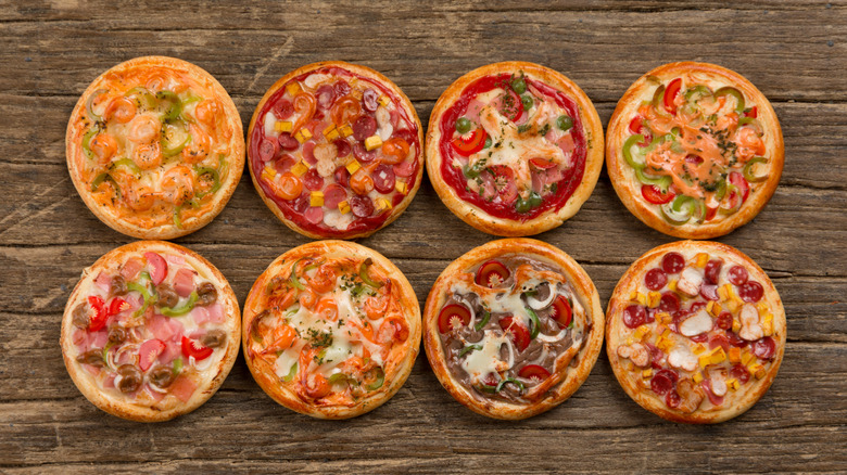assorted miniature pizzas