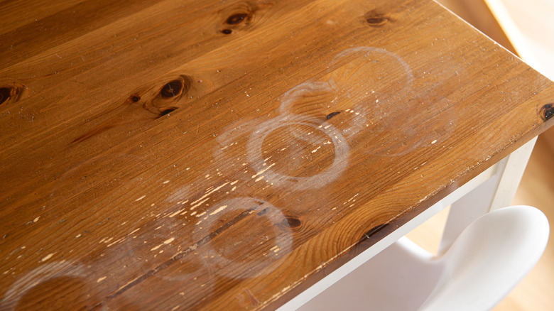 Ring stains on wooden table