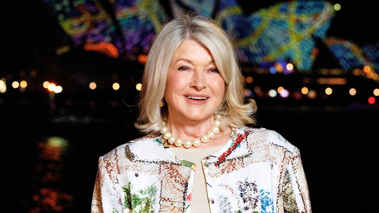 Closeup of Martha Stewart smiling at an outdoor venue