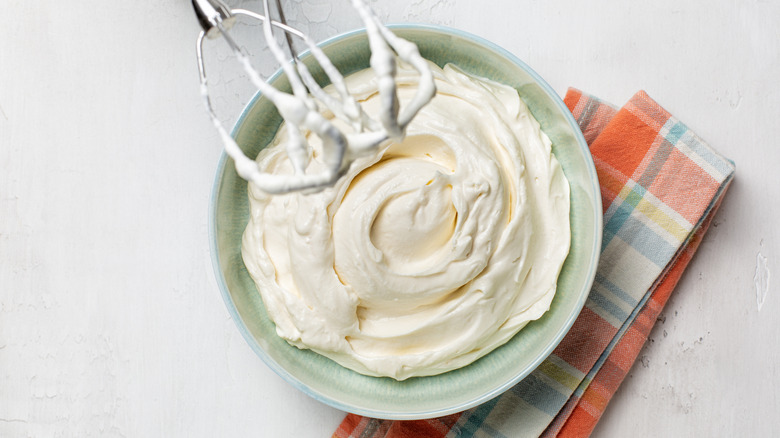 Homemade whipped cream made with a stand mixer