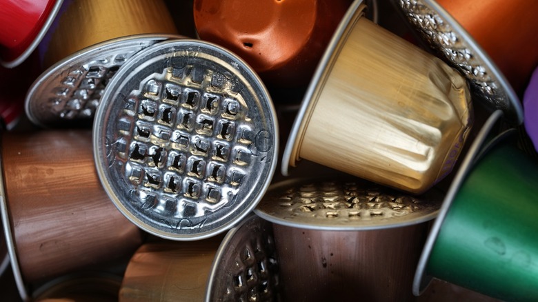 Colorful empty coffee pods