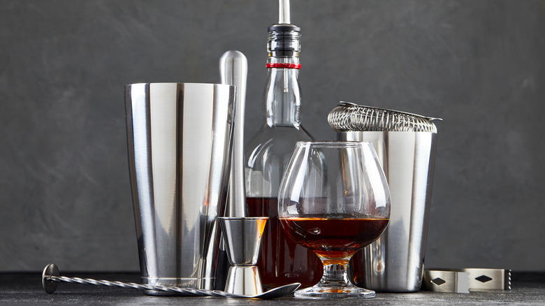 displayed set of bar accessories