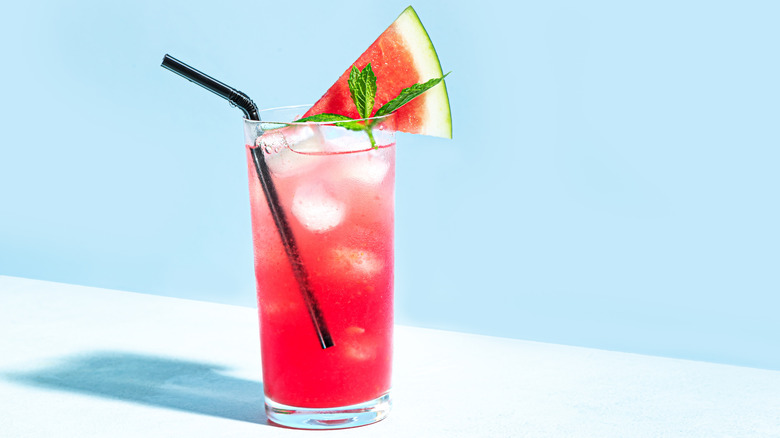 watermelon lemonade pictured in glass