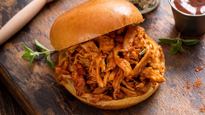 Pulled barbecue chicken sandwich
