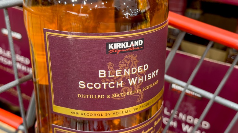 Bottle of blended Kirkland Scotch whisky