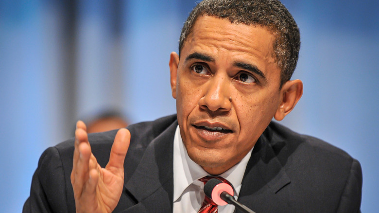 Barack Obama giving a speech