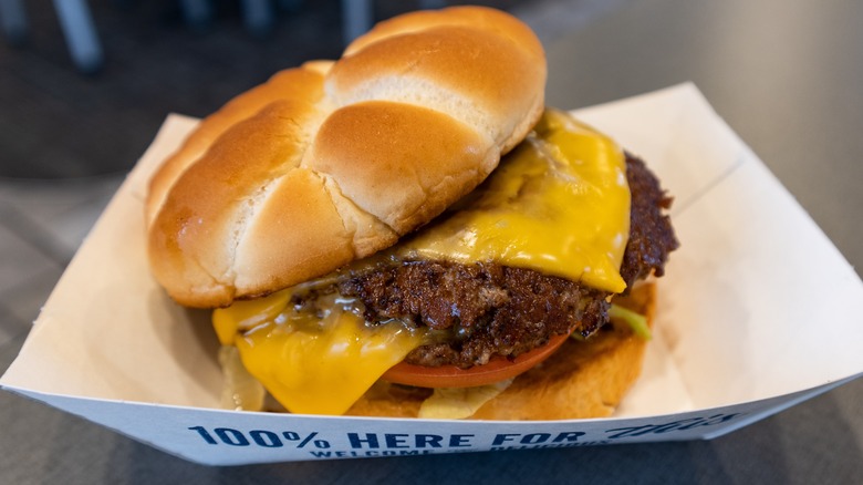 Culver's ButterBurger in paper tray