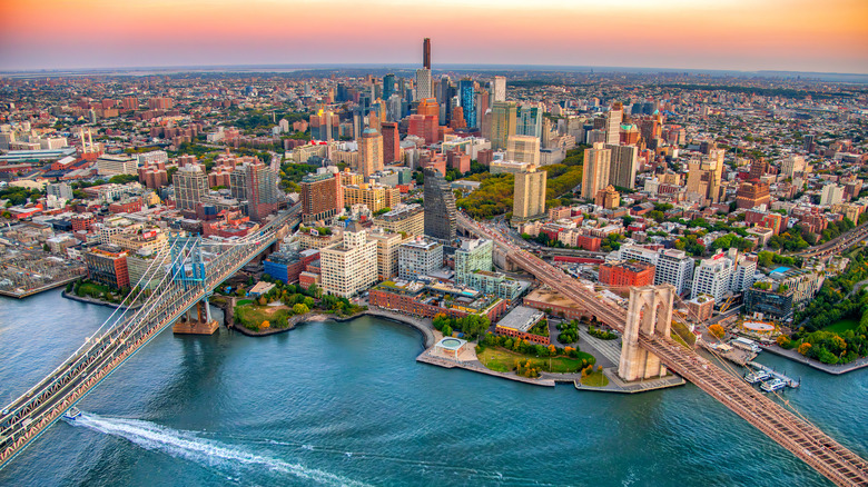Aerial view of New York City and bridges