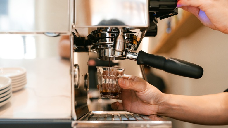 Barista pulling an espresso shot