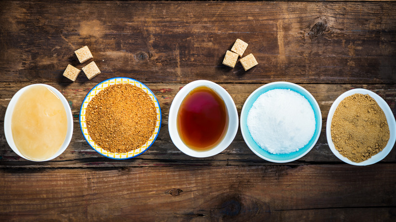 Various sugars and liquid sweeteners
