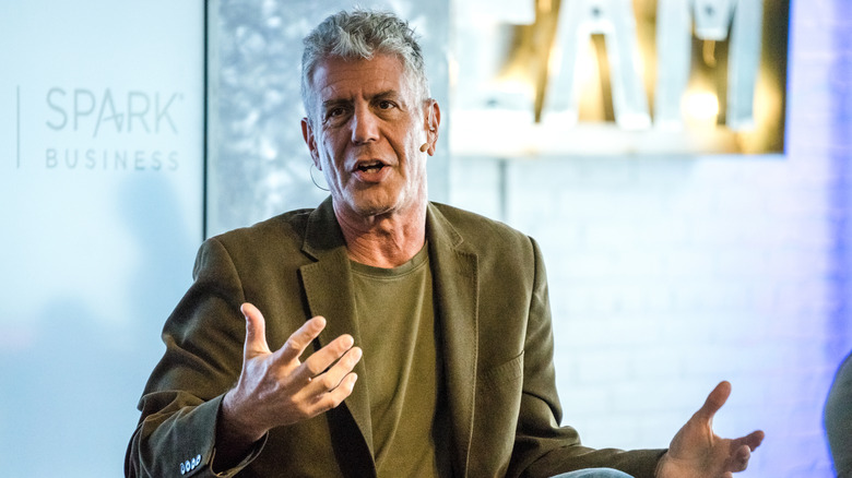 Anthony Bourdain speaking at a Spark Business conference