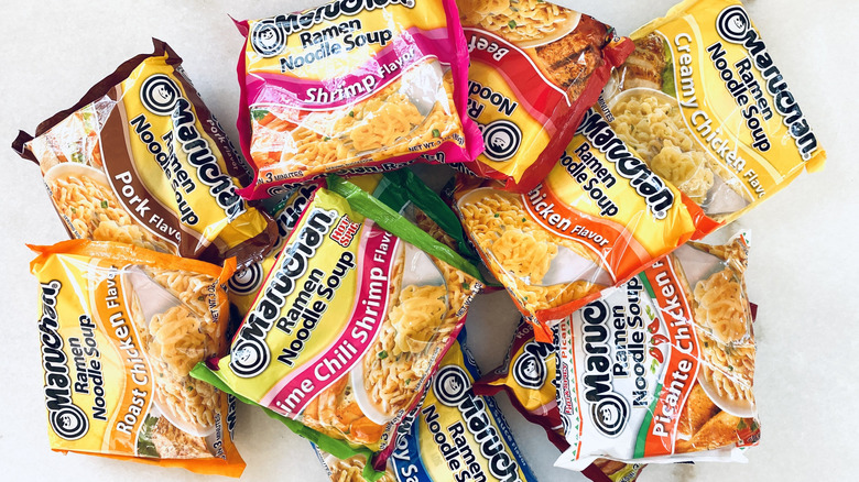 pile of maruchan packets