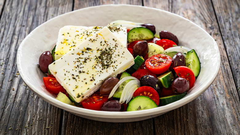 served bowl of Greek Salad