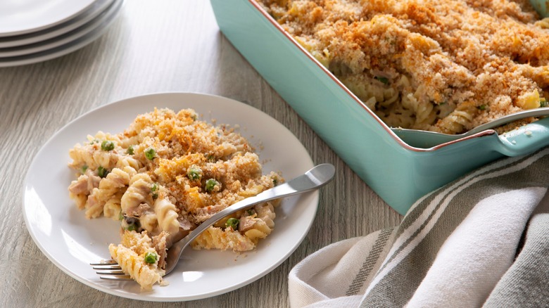 tuna casserole served on plate