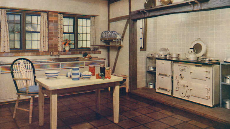 A 1930s farmhouse kitchen in color