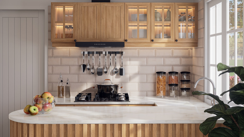 A small, well organized kitchen