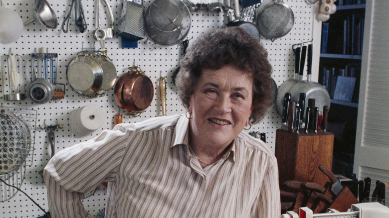 Julia Child speaking in her kitchen
