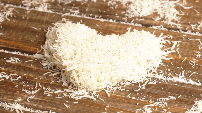 A heart made from kataifi on a wooden table