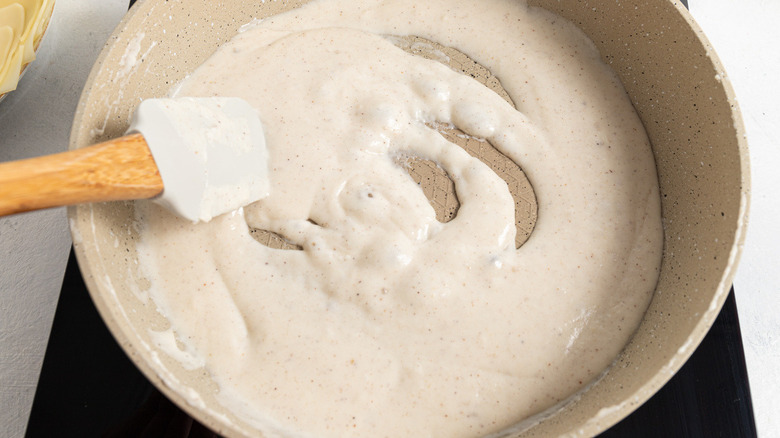 bechamel sauce in pan