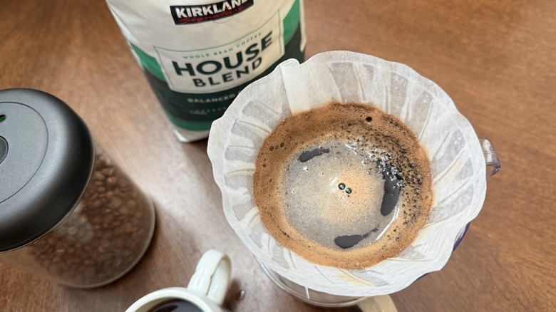 Brewing the house blend coffee