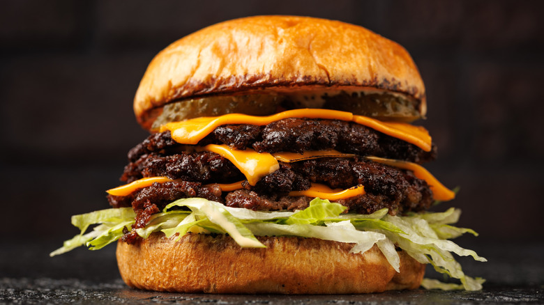 Triple patty burger with cheese