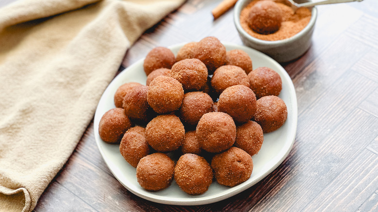 no-bake snickerdoodle cookie dough balls on plate