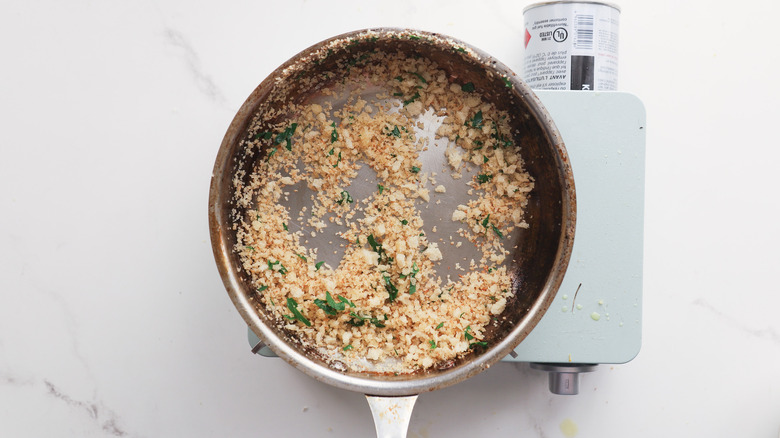 Pan toasting breadcrumbs