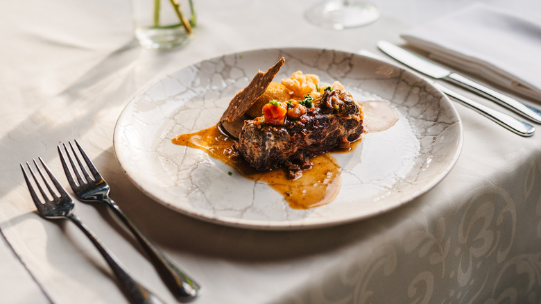 A beautifully plated meal at a restaurant