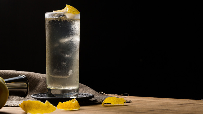 whiskey highball in collins glass