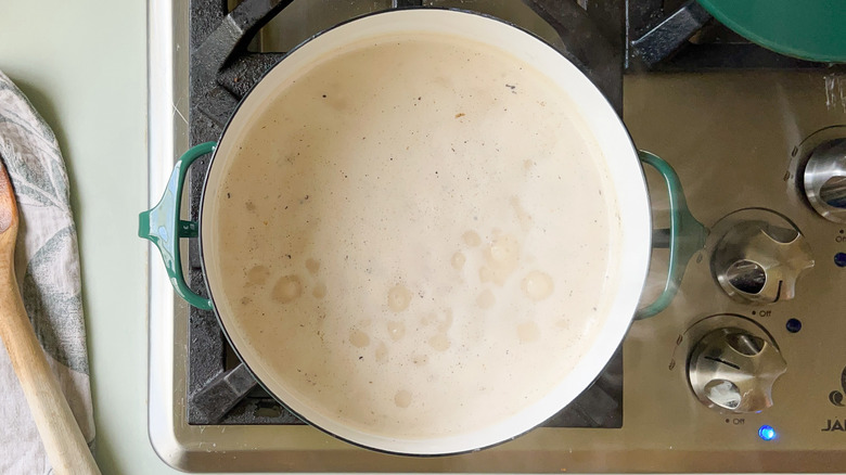 rice pudding cooking in pot