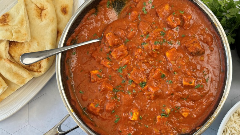 tofu chunks in tomato sauce