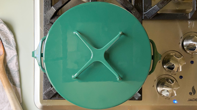 Covered pot on stove