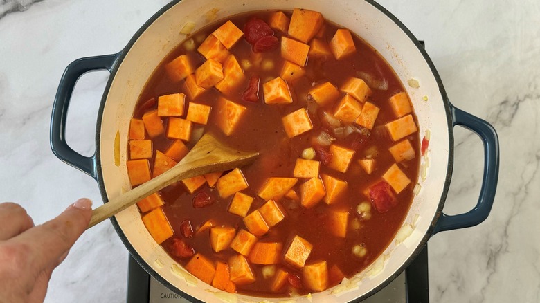 sboiling stew in pot