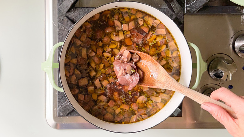 Mushroom soup in pot