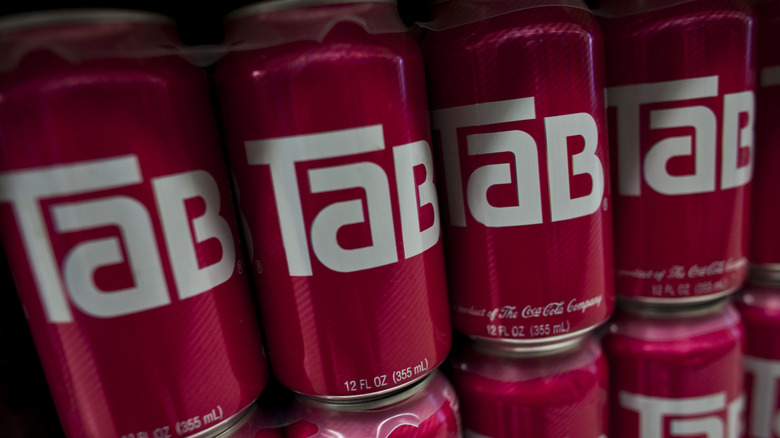 TaB sodas lined up