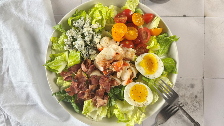 lobster cobb salad on plate