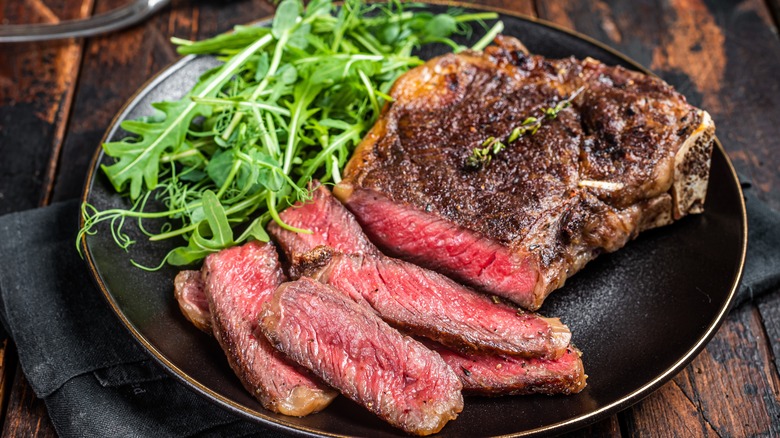 Cooked Wagyu with salad greens