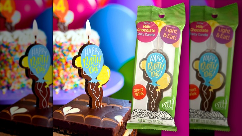 Edible candle in brownie