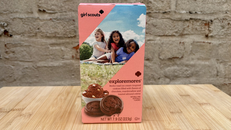 Box of Exploremore Girl Scout cookies